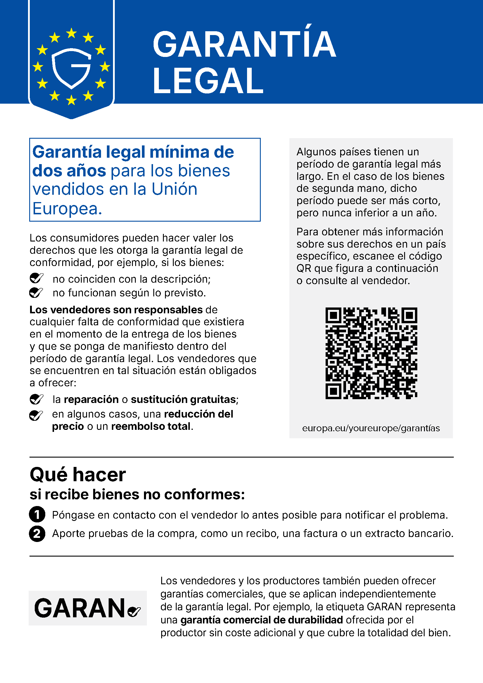 Garantía legal de la Unión Europea