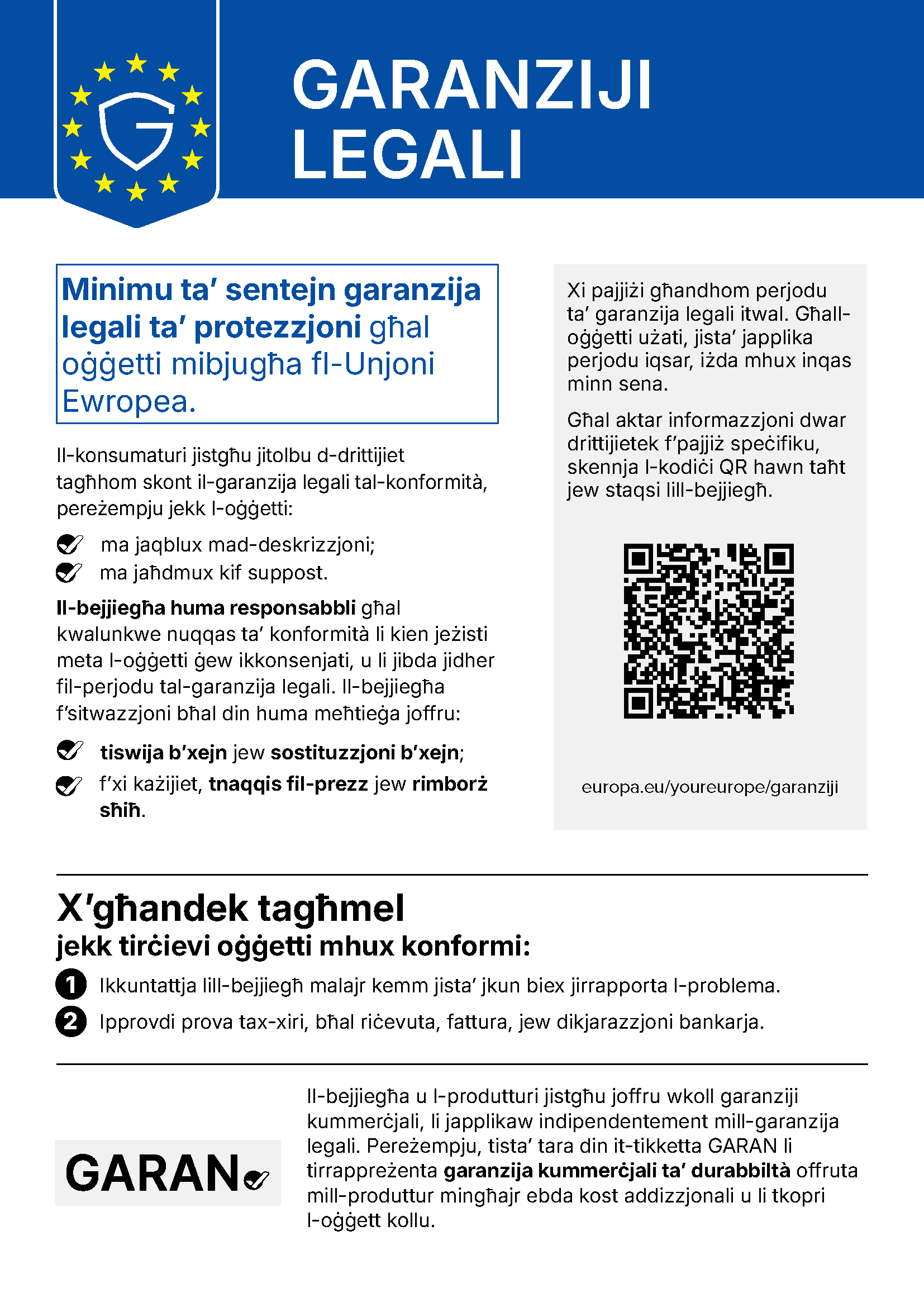 Garanzija legali tal-Unjoni Ewropea