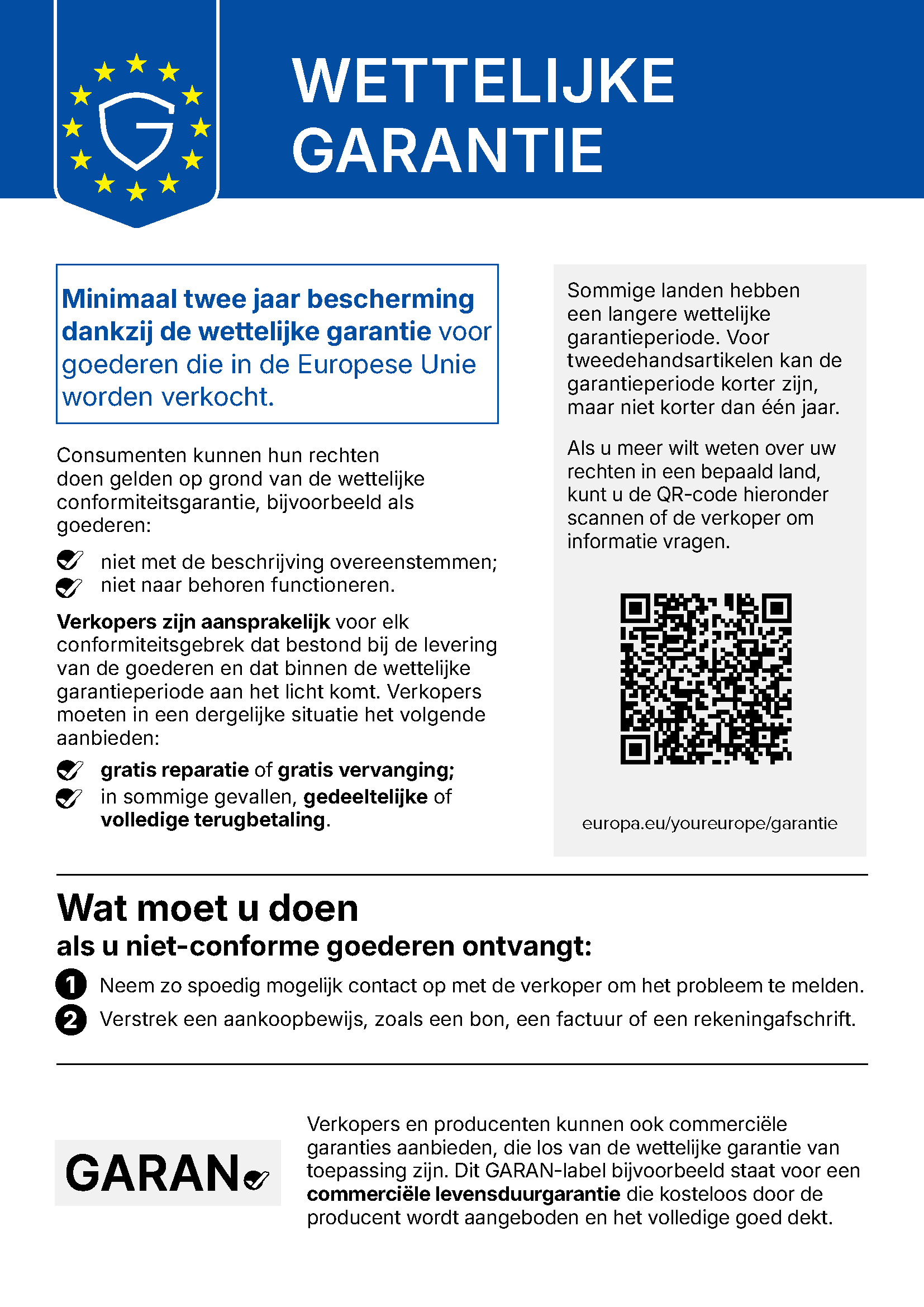 Wettelijke garantie van de Europese Unie